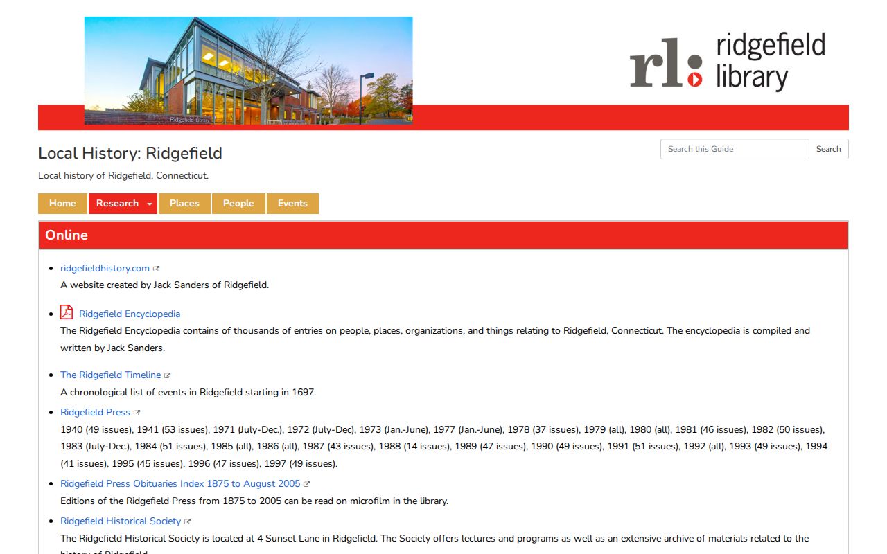 Ridgefield city directory research guide at the Ridgefield Library