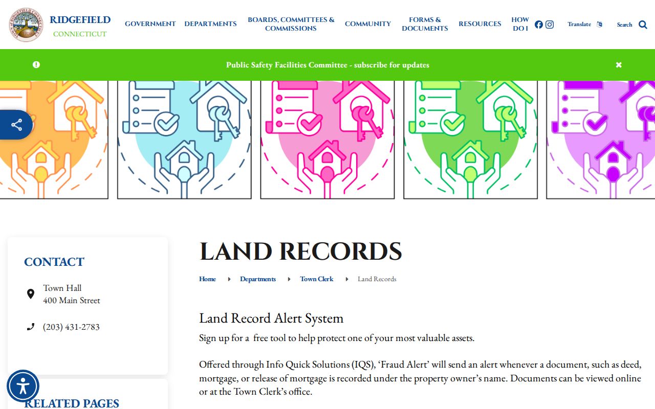 Ridgefield Town Clerk land records