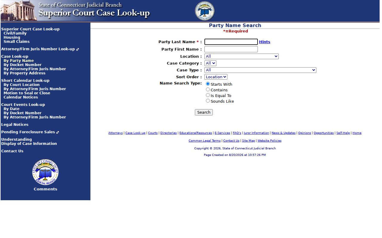 Ridgefield resident lookup Connecticut civil party search