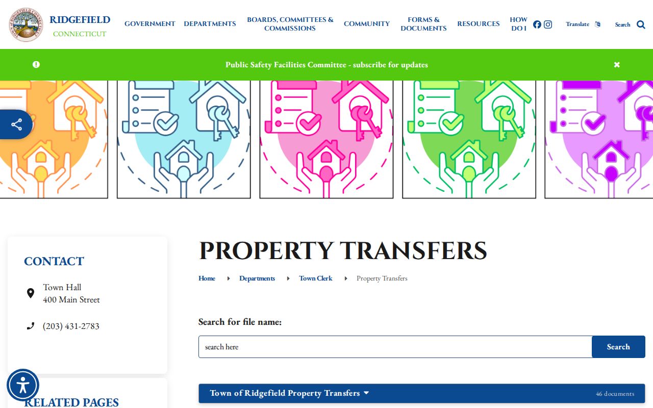 Ridgefield property transfer report by address