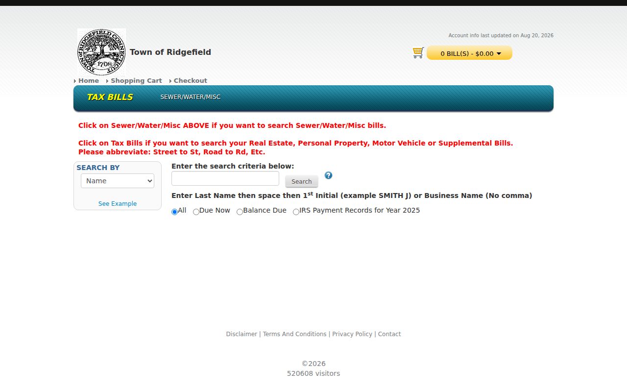 Ridgefield ZIP code directory MyTaxBill address and property search